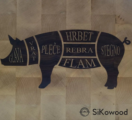 kuhinjska rezalna deska z motivom pujsa iz oreha