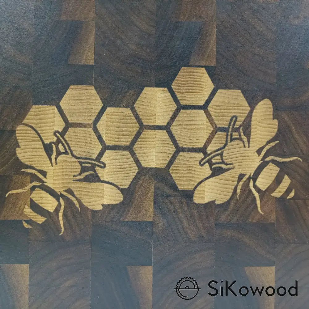 SiKowoodEnd Grain lesena deska z intarzijo čebele