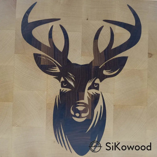 SiKowoodEnd Grain lesena deska z intarzijo jelena