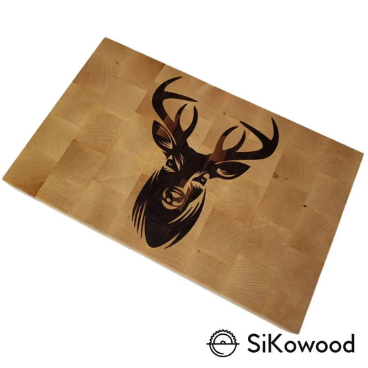 SiKowoodEnd Grain lesena deska z intarzijo jelena