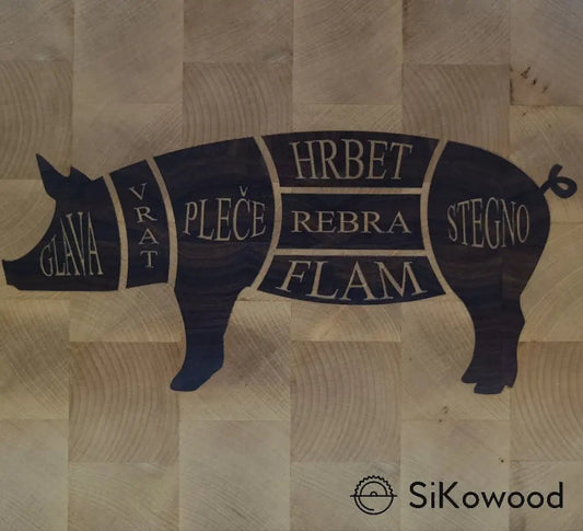 SiKowoodEnd Grain lesena deska z intarzijo pujsa