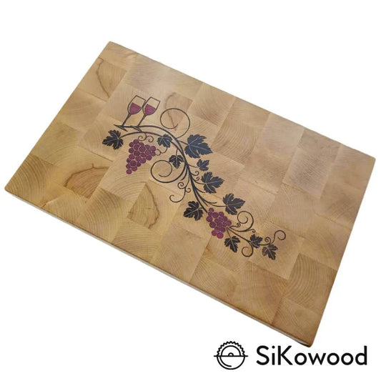 SiKowoodEnd Grain lesena deska z intarzijo vinske trte