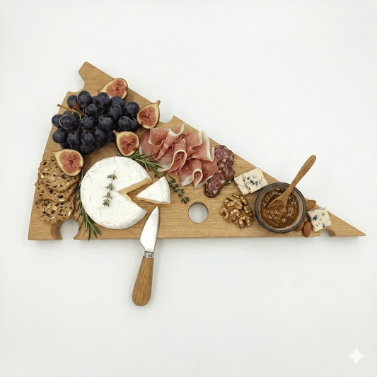 SiKowoodLesena servirna deska v obliki sira – Hrast | 25 × 49 cm