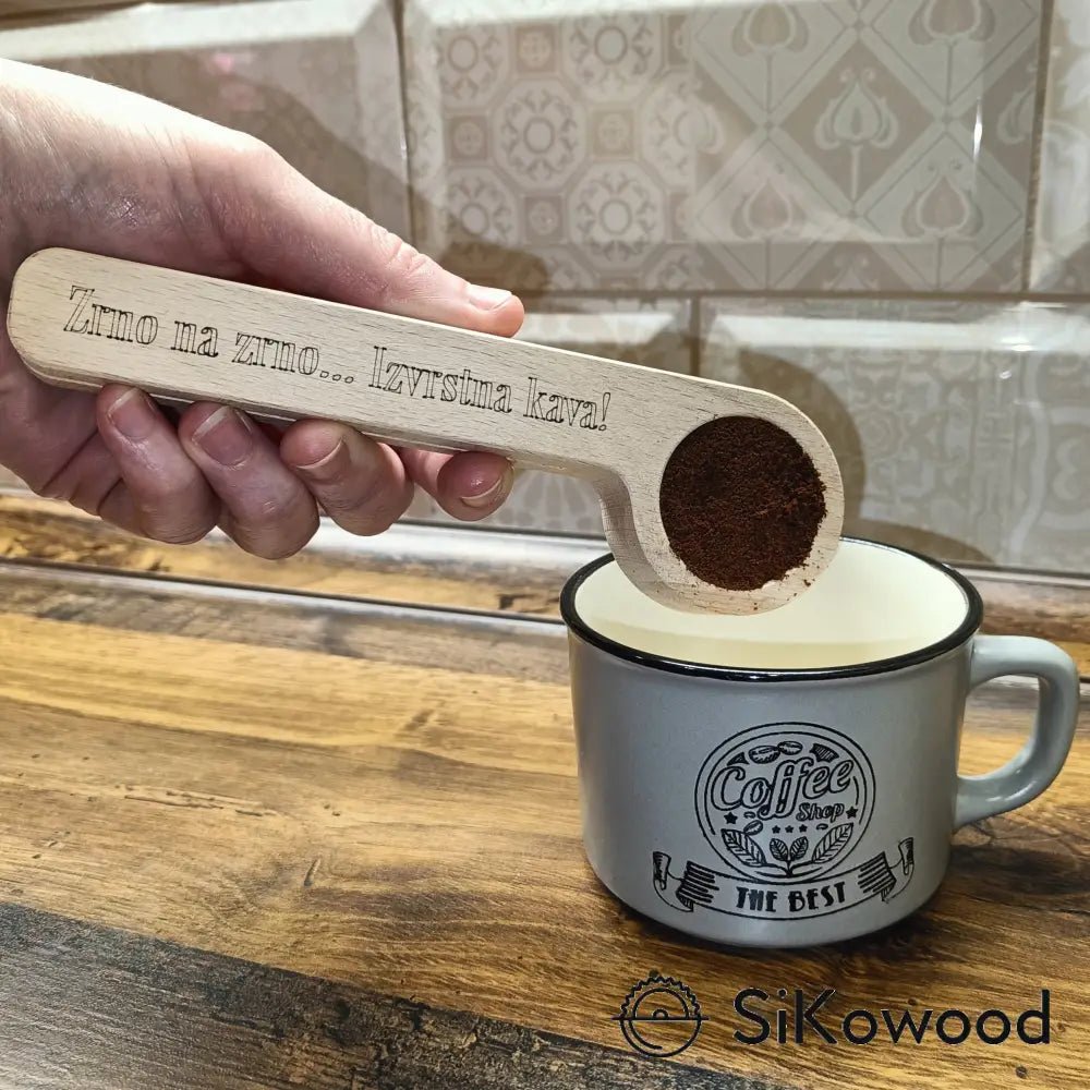 SiKowoodLesena žlička za kavo 2v1 – Doziranje in zapiranje vrečke